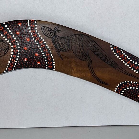 Boomerang Hand Made And Painted Art Wooden Returning Stick Australian 22” Carved - Picture 6 of 11